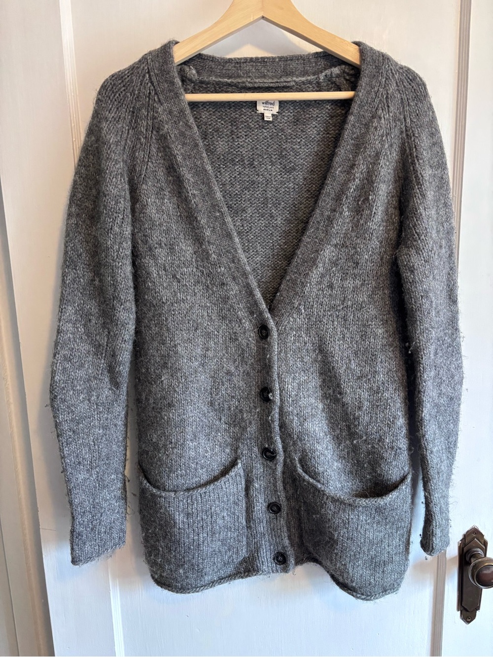 Cozy Wilfred Gray V-Neck Button Cardigan Sweater